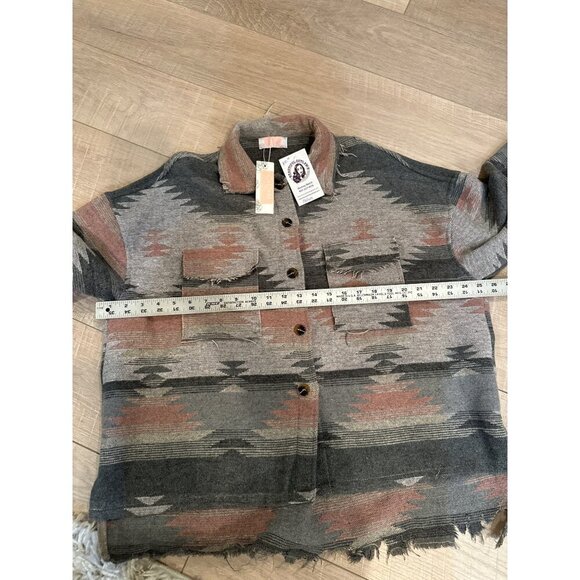 C+D+M Womens Medium Aztec Pattern Button-Up Shirt Jacket NEW - Picture 3 of 7